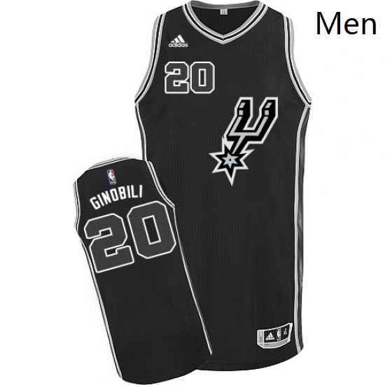 Mens Adidas San Antonio Spurs 20 Manu Ginobili Authentic Black New Road NBA Jersey